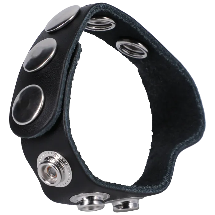 The Classics Rock Solid Leather 5 Snap cockring zwart