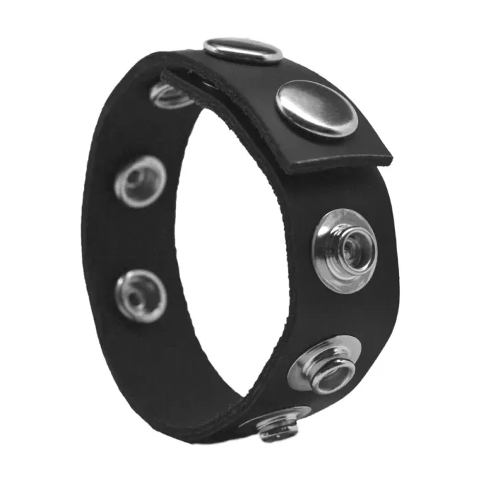 The Classics Rock Solid Leather 5 Snap cockring zwart