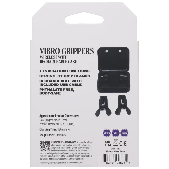 Merci Vibro Grippers vibrerende tepelklemmen met oplaadcase zwart