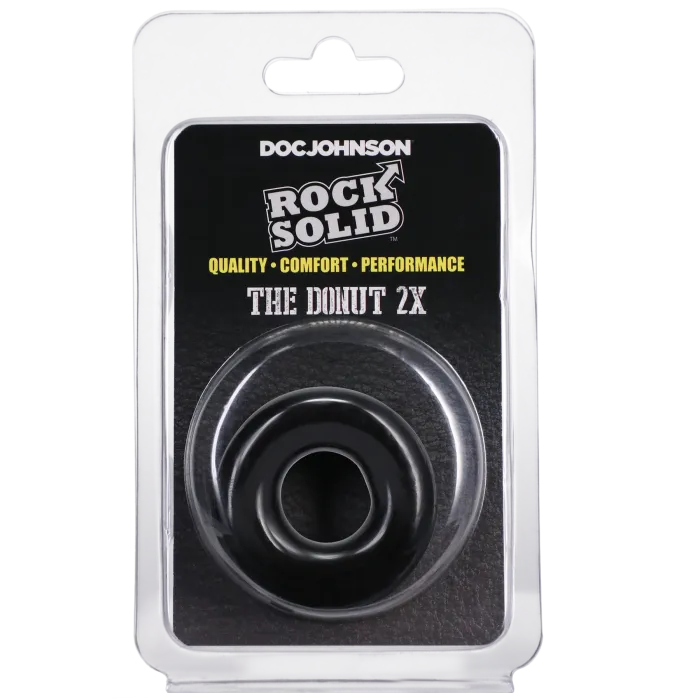 The Classics Rock Solid 2X Donut stretch cockring zwart