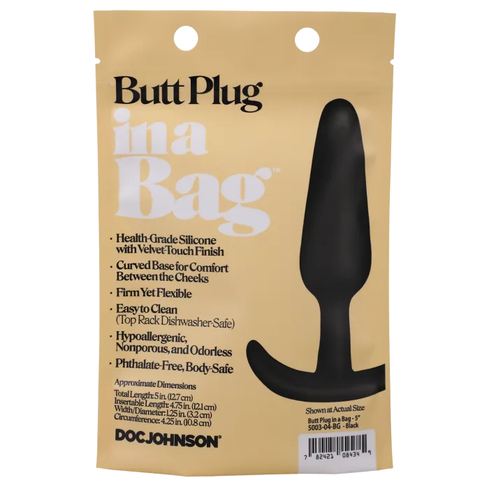 The Classics Butt Plug In A Bag siliconen 13 cm zwart large