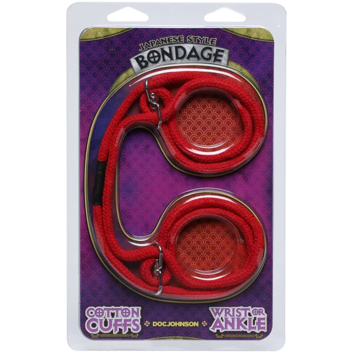 The Classics Japanese Style Bondage enkel- en polsboeien rood katoen