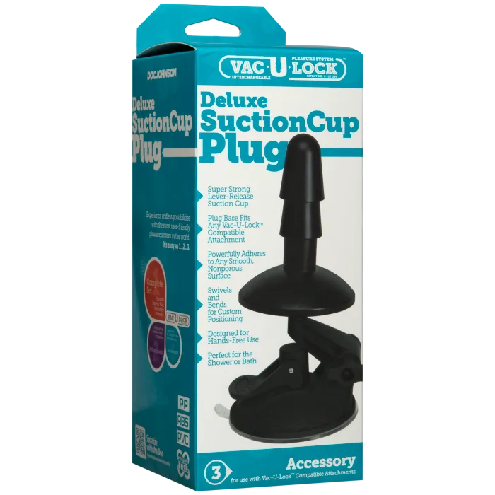 Vac-U-Lock Deluxe Suction Cup Plug zuignap zwart handsfree