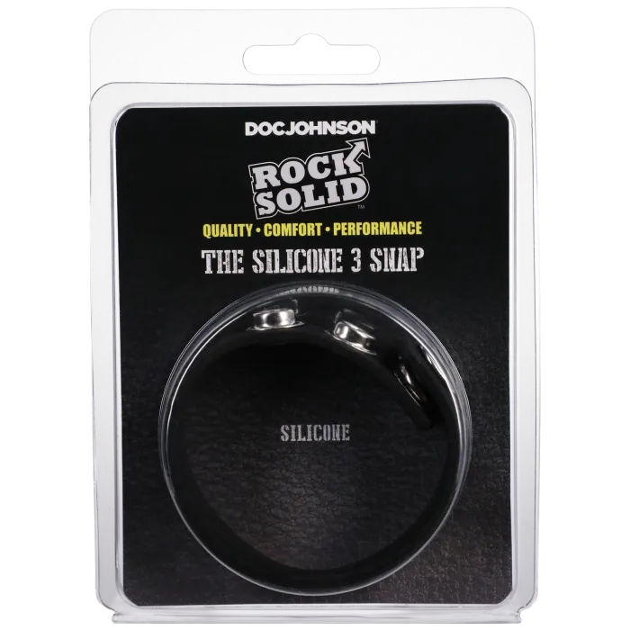 The Classics Rock Solid Silicone 3 Snap cockring zwart verstelbaar