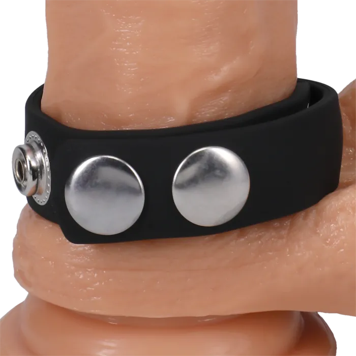 The Classics Rock Solid Silicone 5 Snap cockring zwart