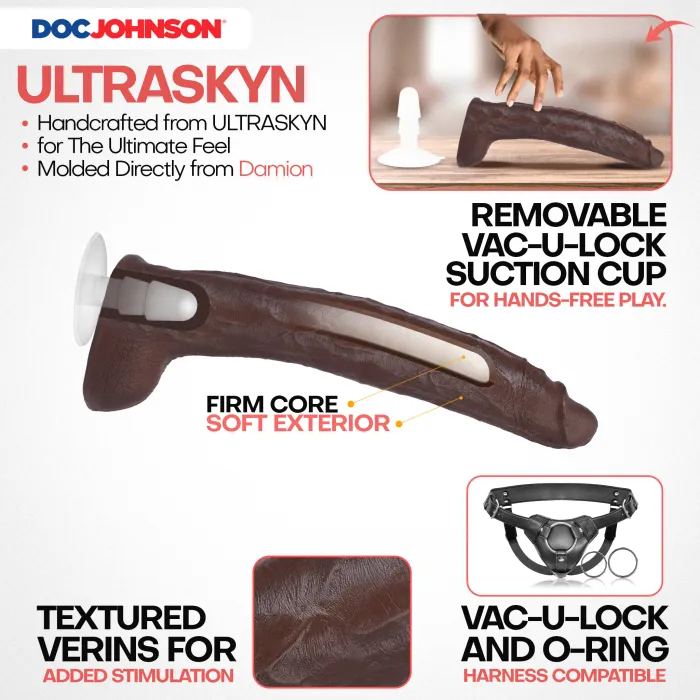 Signature Cocks Damion Dayski 12 Inch dildo bruin met zuignap