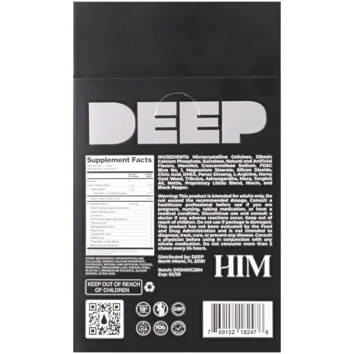 DEEP Him Chews Blue Razz 5 kauwtabletten libido