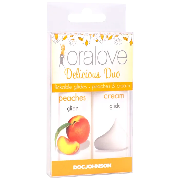 The Classics Oralove Delicious Duo glijmiddel perzik room 2-pack