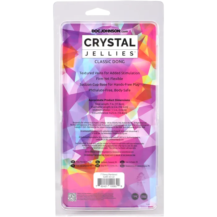 The Classics Crystal Jellies dildo 7 inch rainbow transparant