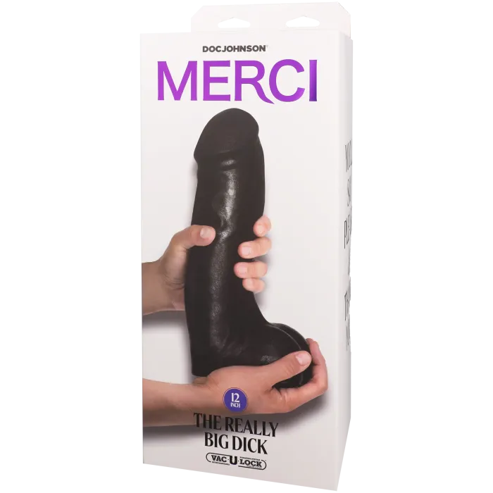 Merci Really Big Dick 12 inch dildo zwart XL zuignap