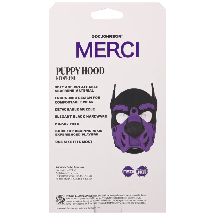 Merci Puppy Hood Neoprene puppy masker zwart-violet ademend