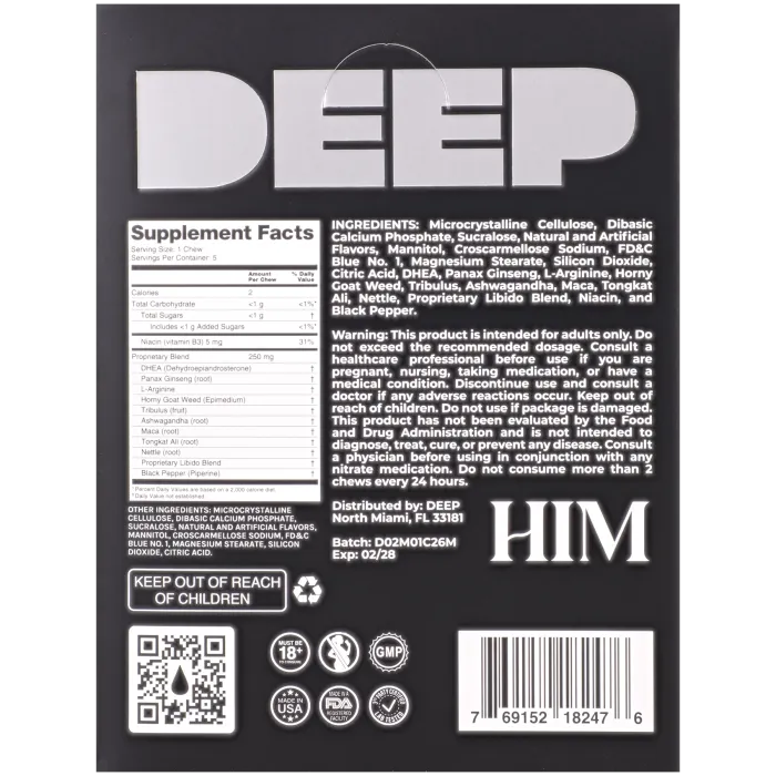 DEEP Him Chews Blue Razz 5 kauwtabletten libido