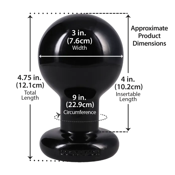 The Classics Classic Round buttplug large zwart PVC
