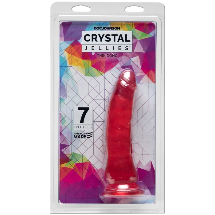 Crystal Jellies Thin Dong dildo 7 inch roze met zuignap