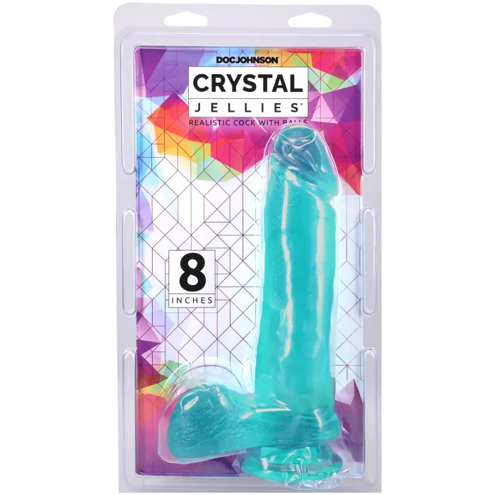 Crystal Jellies Realistic Cock dildo 8 inch paars met ballen