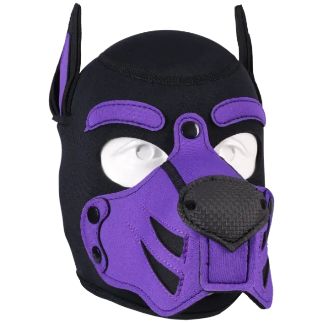 Merci Puppy Hood Neoprene puppy masker zwart-violet ademend