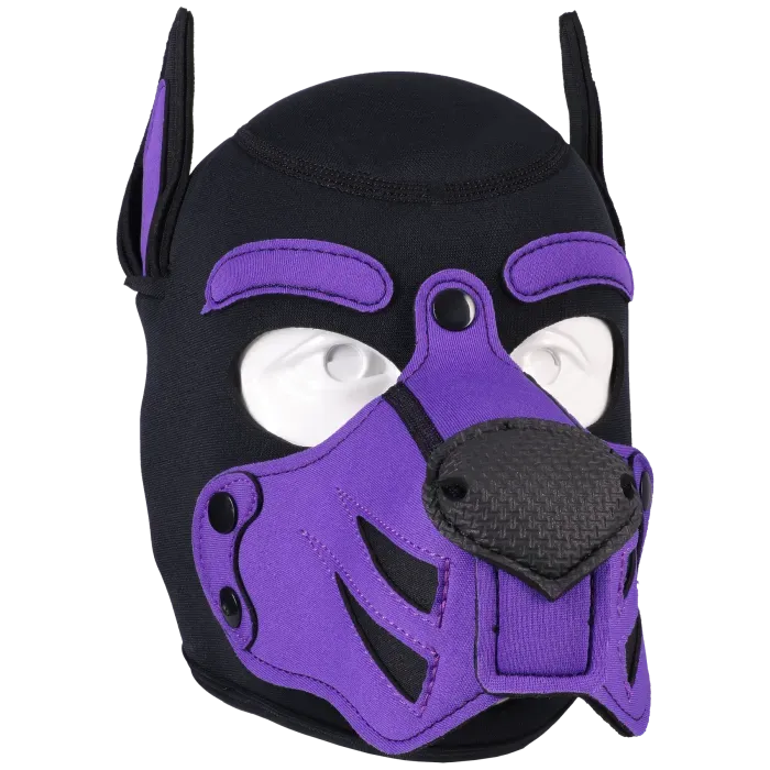 Merci Puppy Hood Neoprene puppy masker zwart-violet ademend
