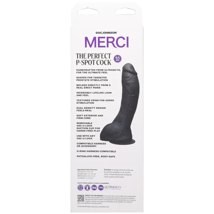 Merci Perfect P-Spot dildo 24cm zwart ULTRASKYN zuignap