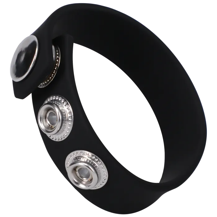 The Classics Rock Solid Silicone 3 Snap cockring zwart verstelbaar