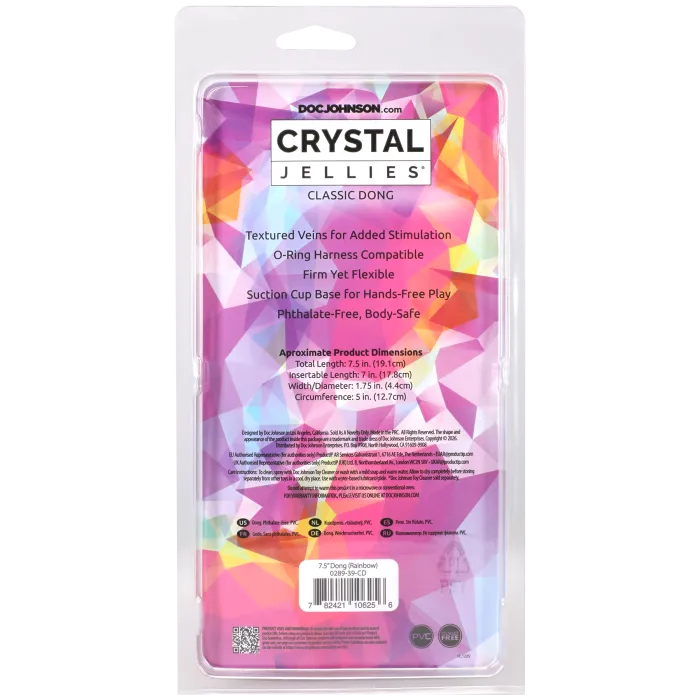 The Classics Crystal Jellies 7.5 Inch Dong dildo rainbow zacht