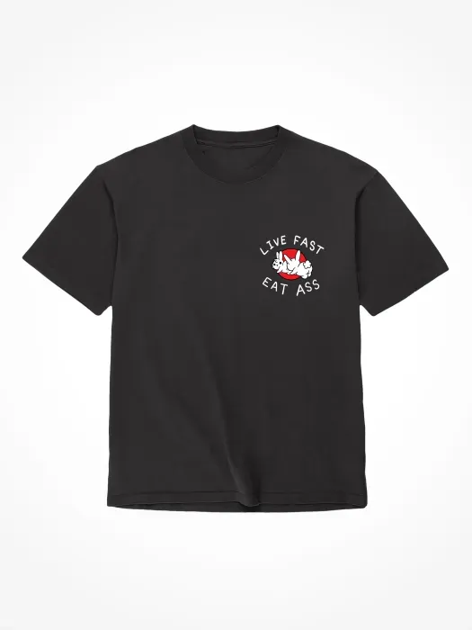 Assholes Live Forever T-shirt Live Fast Eat Ass zwart Small