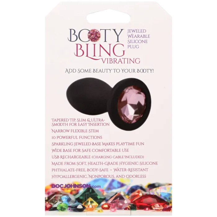 The Classics Booty Bling vibrerende buttplug roze 3 inch