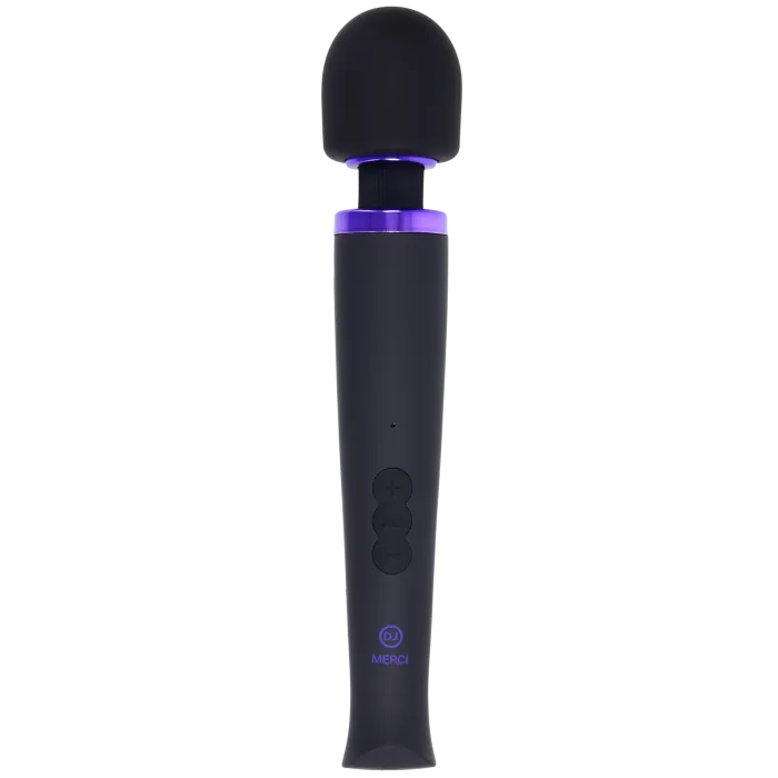 Merci Rechargeable Power Wand vibrator zwart silicone 8 standen