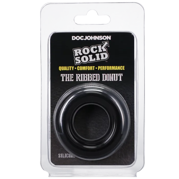 Rock Solid Ribbed Donut cockring zwart siliconen