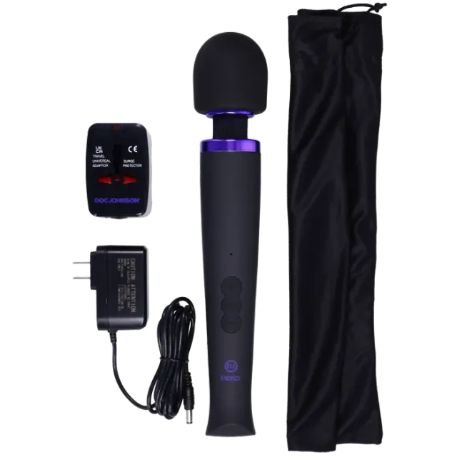 Merci Rechargeable Power Wand vibrator zwart silicone 8 standen