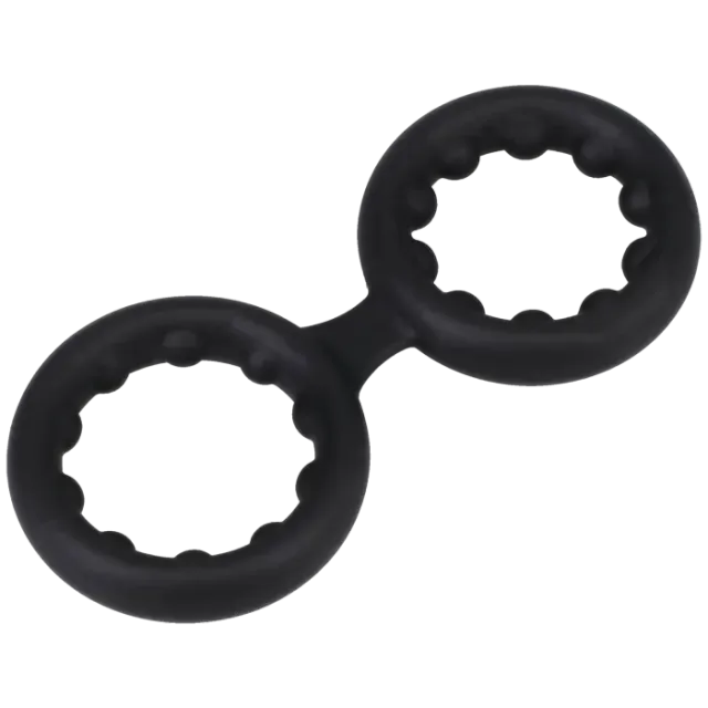 Rock Solid Silicone Double Stamina Ring cockring zwart kralen