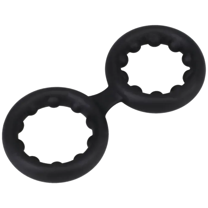 Rock Solid Silicone Double Stamina Ring cockring zwart kralen
