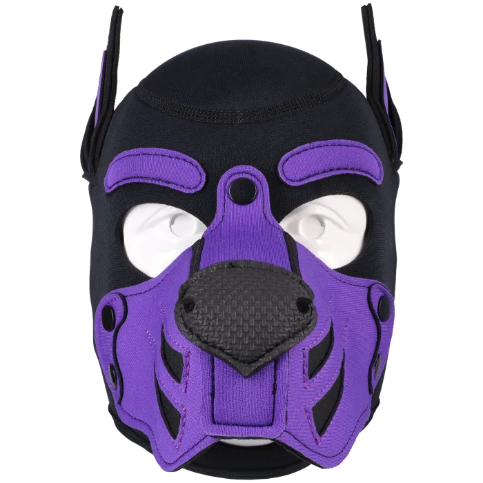 Merci Puppy Hood Neoprene puppy masker zwart-violet ademend