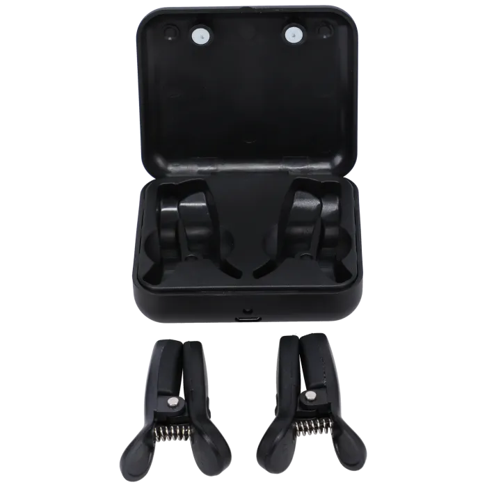 Merci Vibro Grippers vibrerende tepelklemmen met oplaadcase zwart