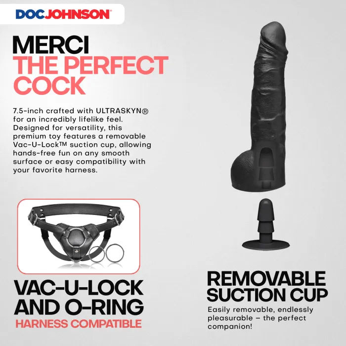 The Classics Merci Perfect Cock dildo 7.5 inch zwart
