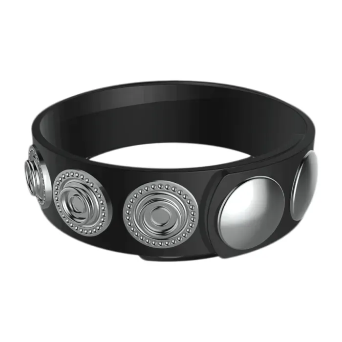 The Classics Rock Solid Silicone 5 Snap cockring zwart