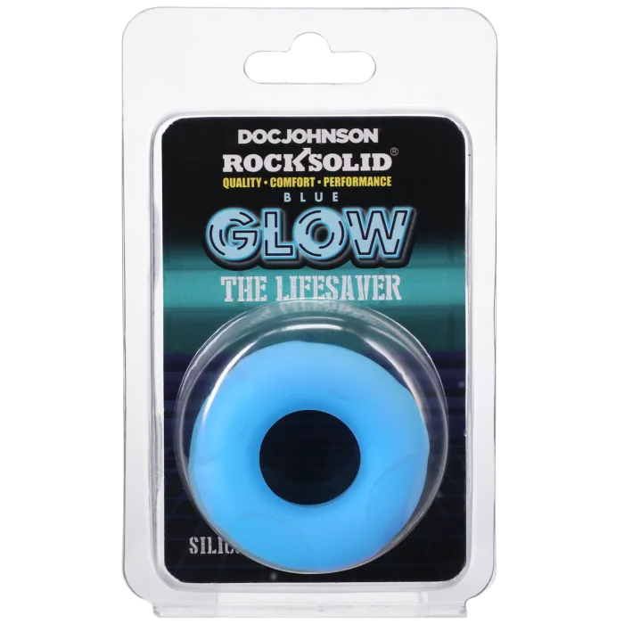The Classics ROCK SOLID Lifesaver cockring blue glow silicone
