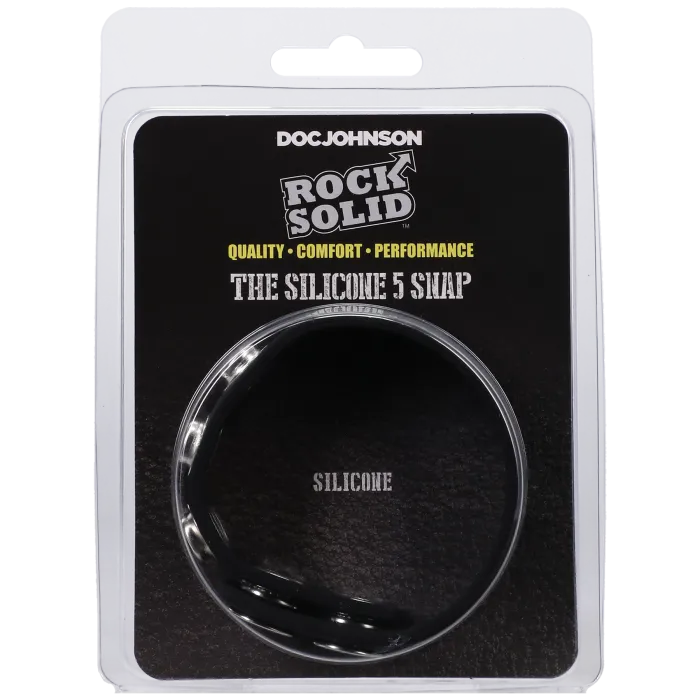 The Classics Rock Solid Silicone 5 Snap cockring zwart