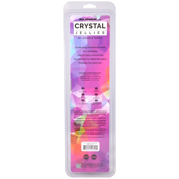Crystal Jellies Jr Double Dong dildo 30 cm roze flexibel