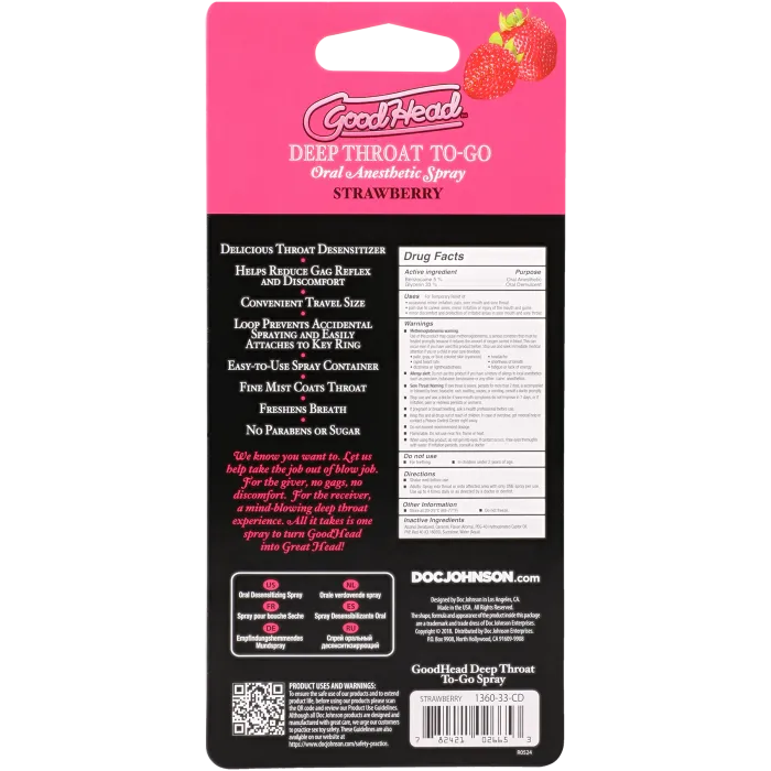The Classics GoodHead Deep Throat Spray To-Go keelspray aardbei 9ml