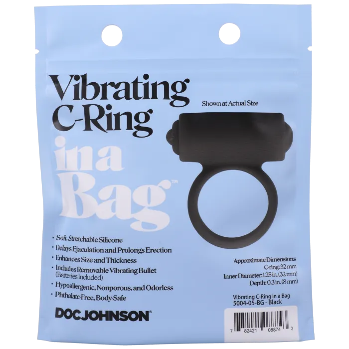 In A Bag Vibrating C-Ring cockring zwart silicone tril