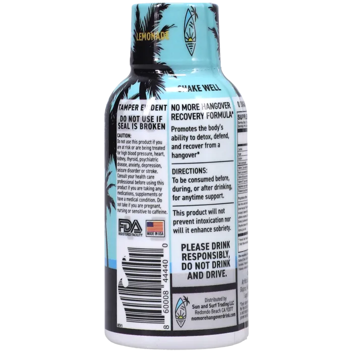 No More Hangover Lemonade shot 12 pack 60ml