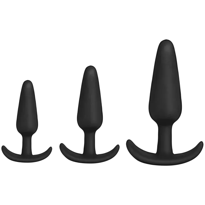 The Classics Anal Trainer butt plug set 3 stuks zwart siliconen